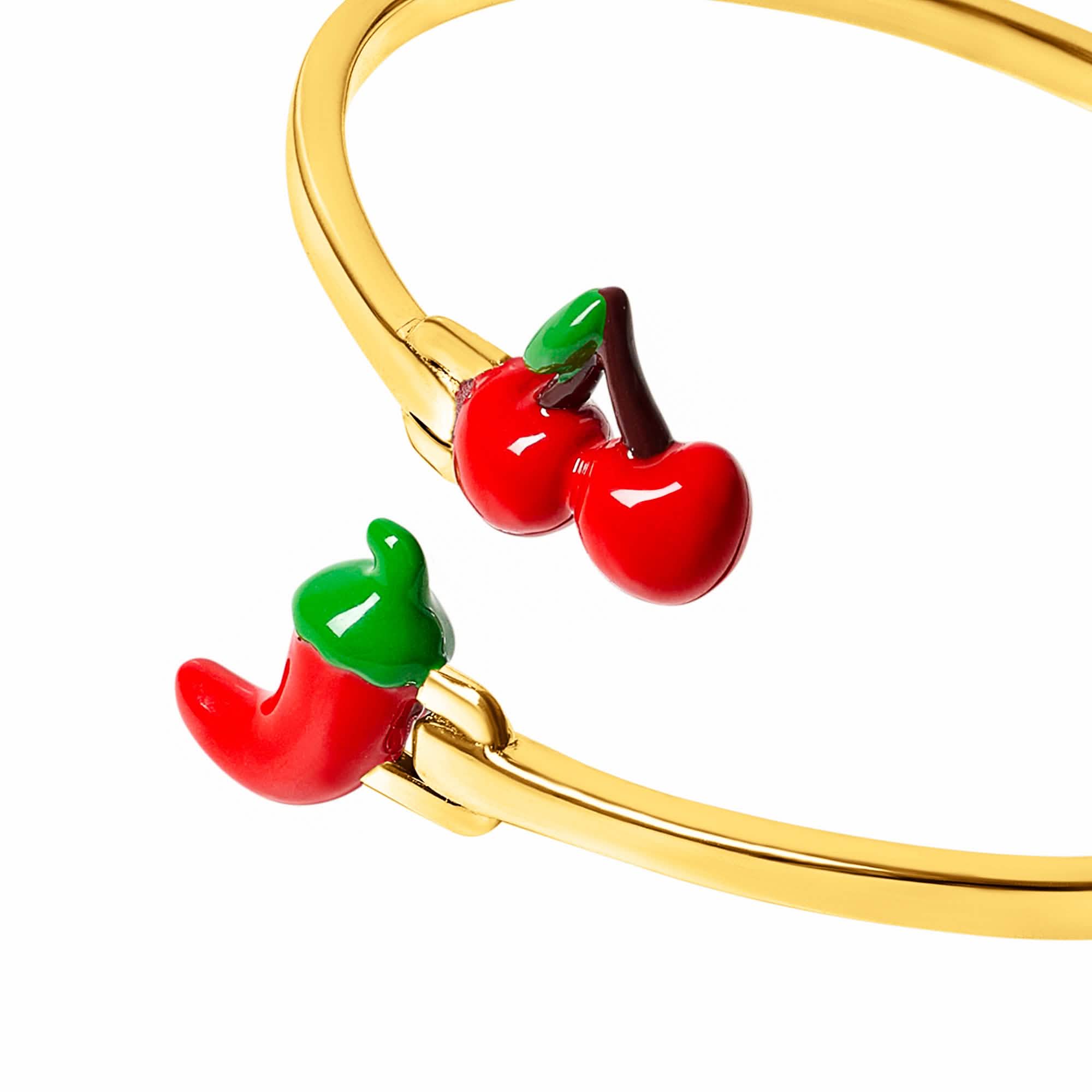 Cherry & Chilli Pepper Bangle (Gold) - Image 4