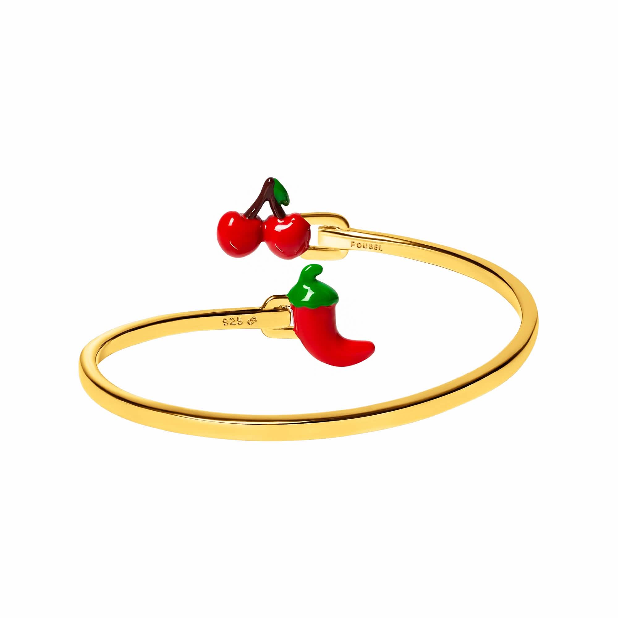 Cherry & Chilli Pepper Bangle (Gold) - Image 5