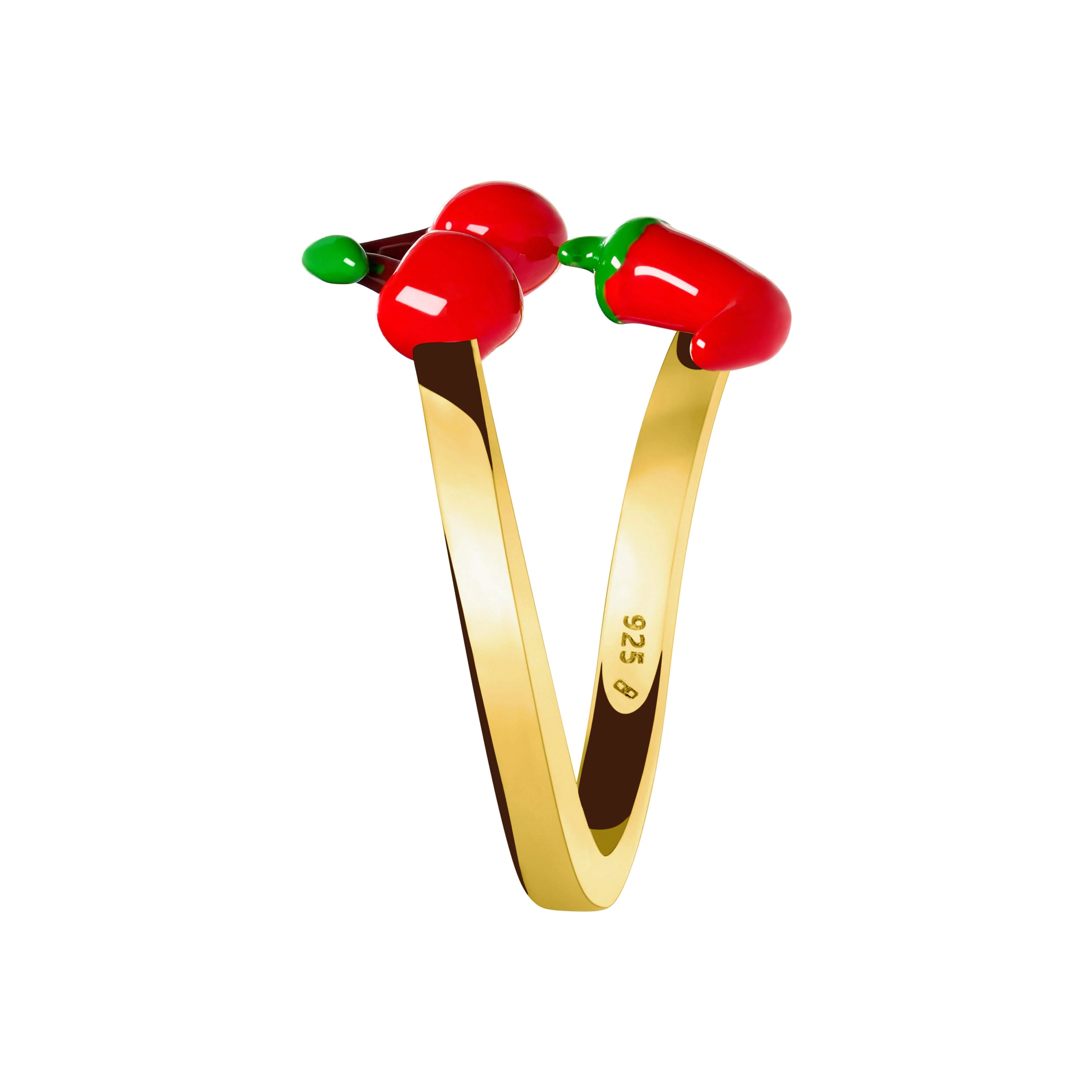 Cherry & Chilli Wrap Ring (Gold) - Image 4