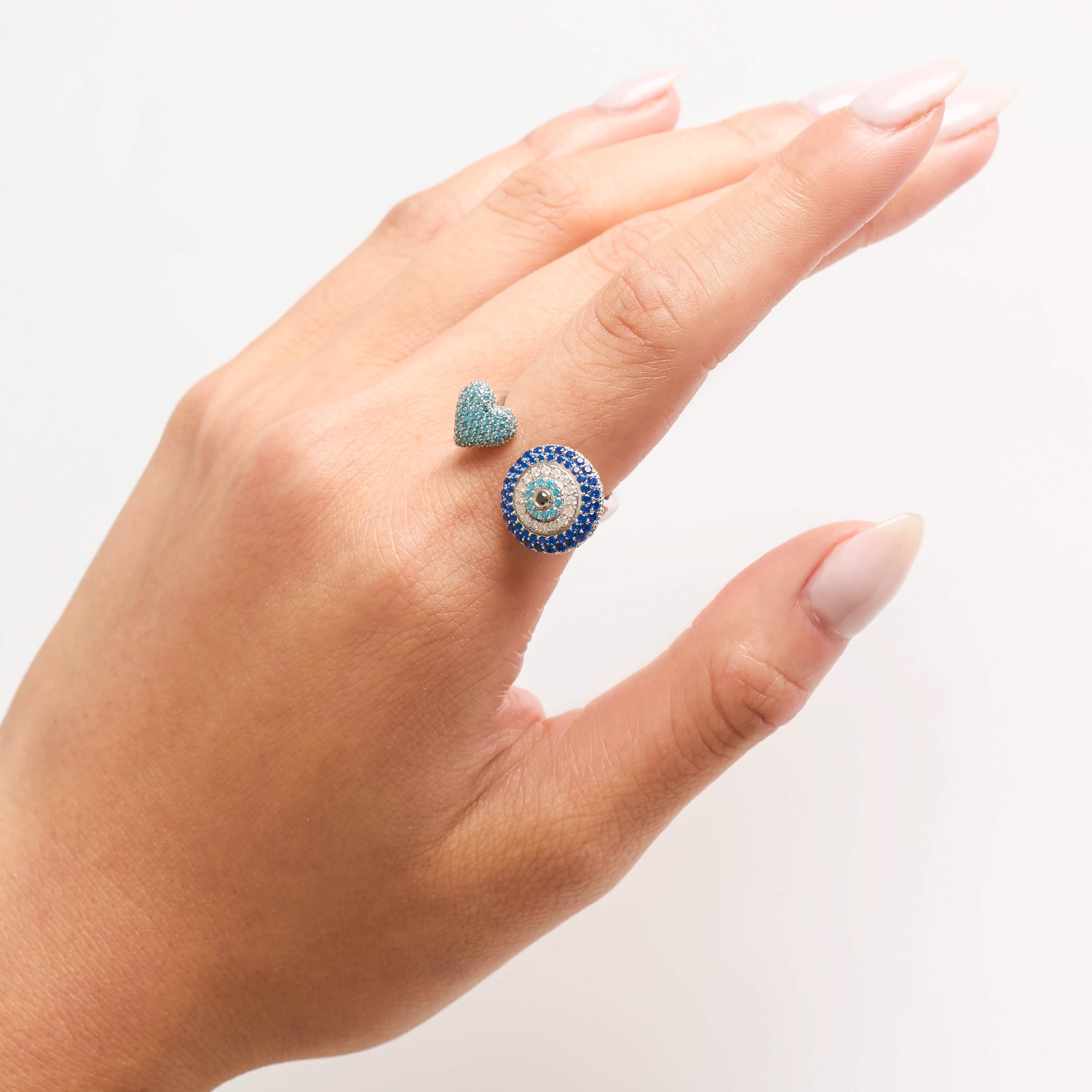 Evil Eye Stoneset Spacer Ring - Image 8