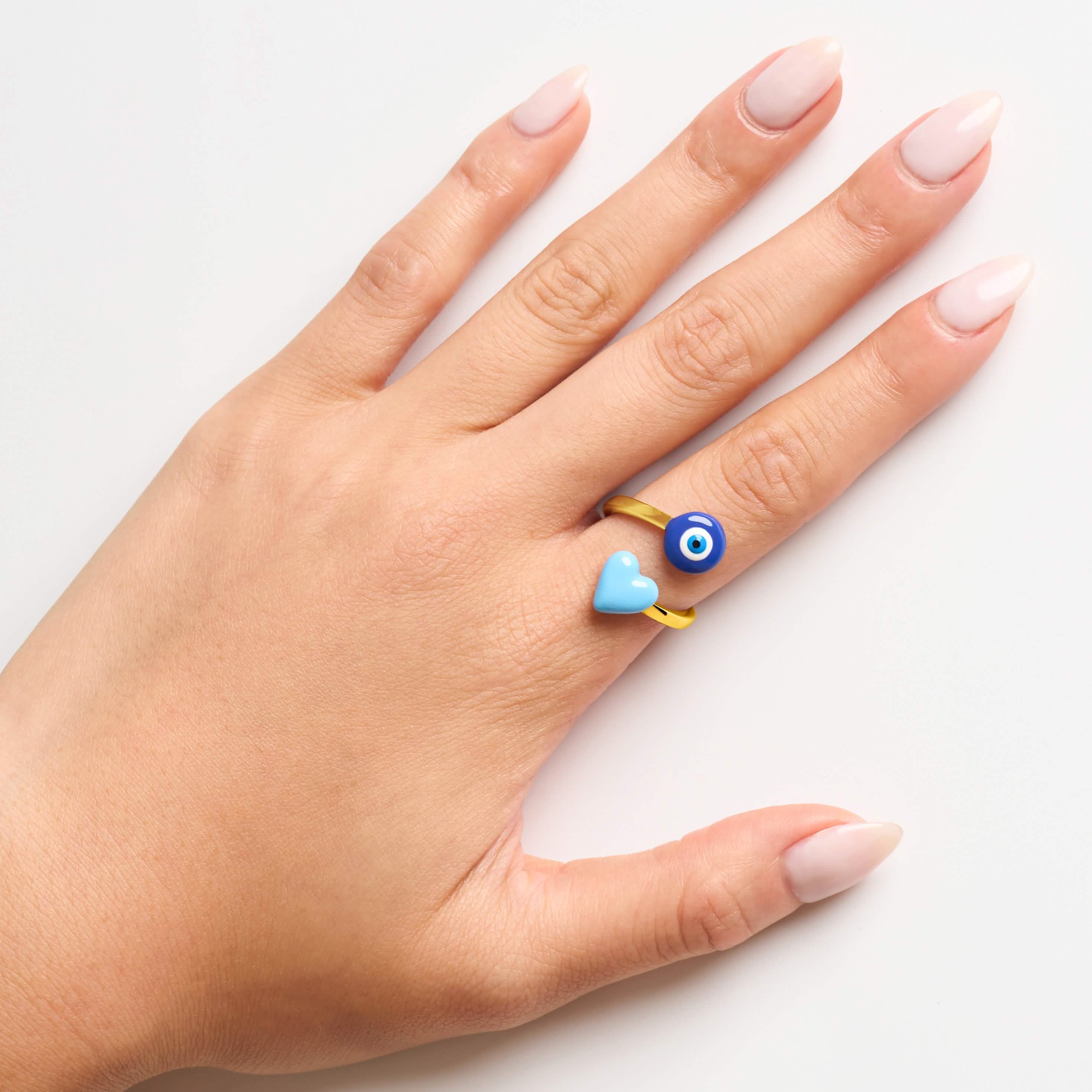 Evil Eye Wrap Ring (Gold) - Image 7