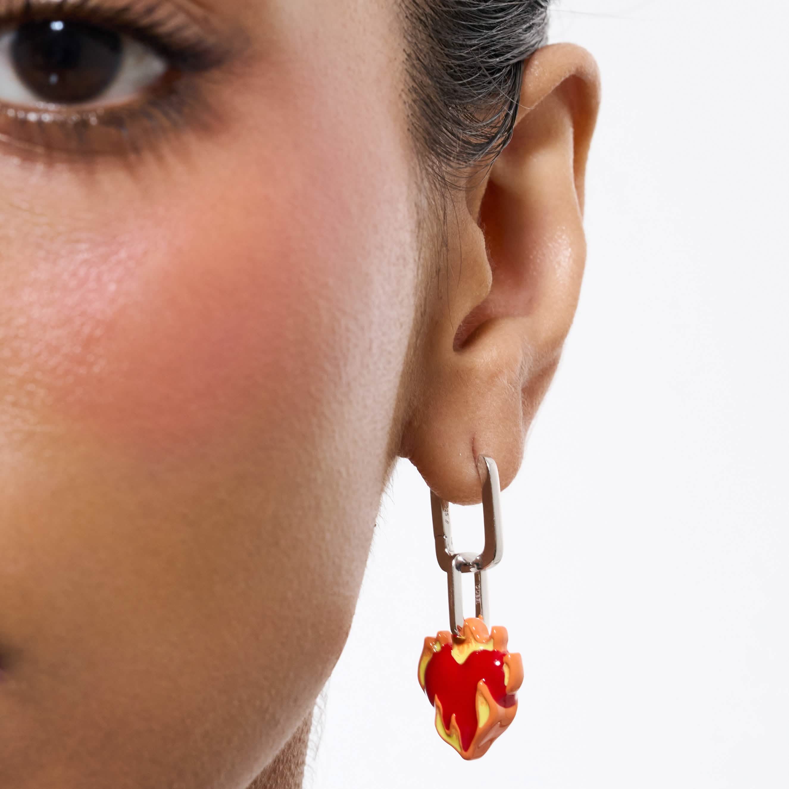 Heart-On-Fire Pendant Earrings - Image 3