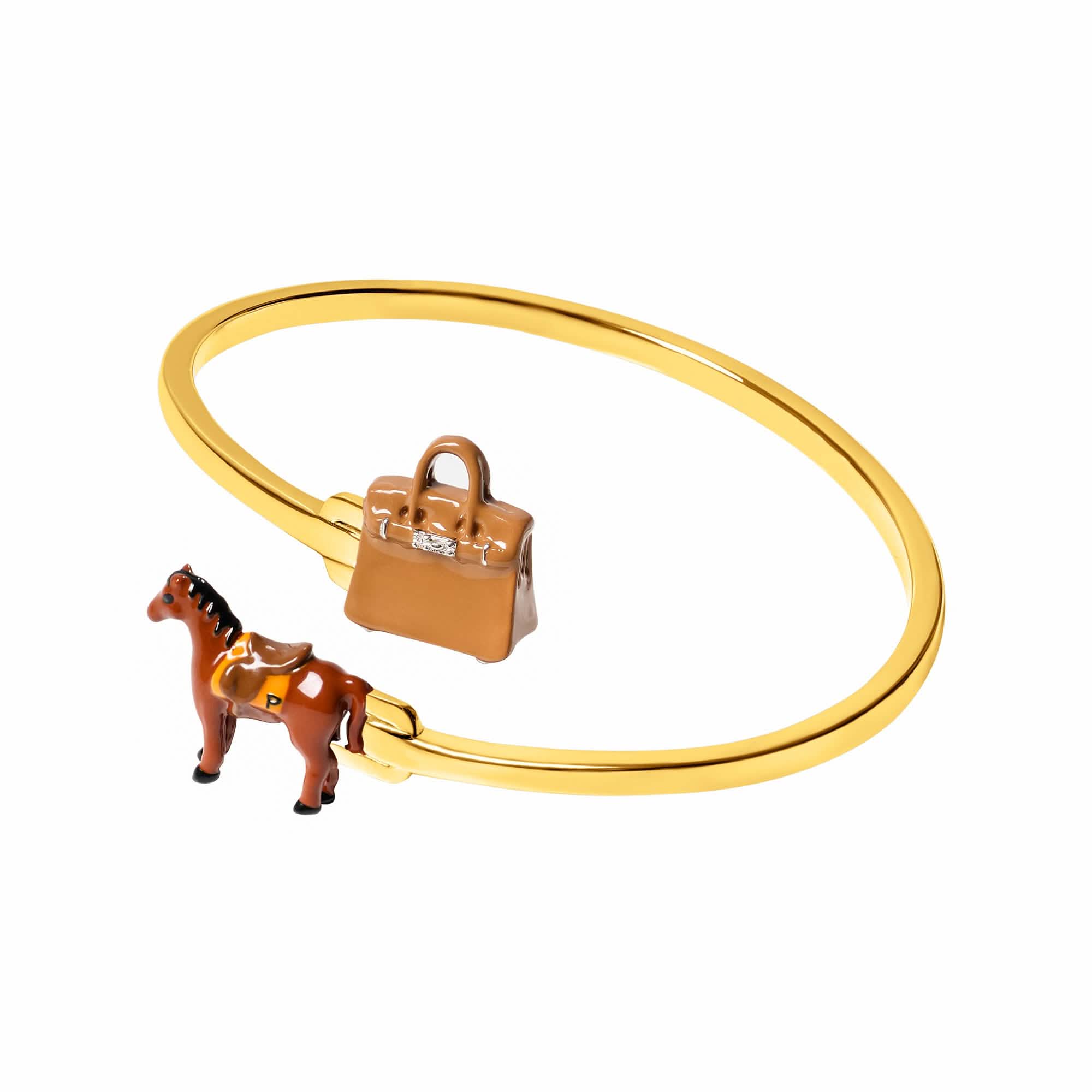 Horse & Bag Bangle (Gold) - Image 3
