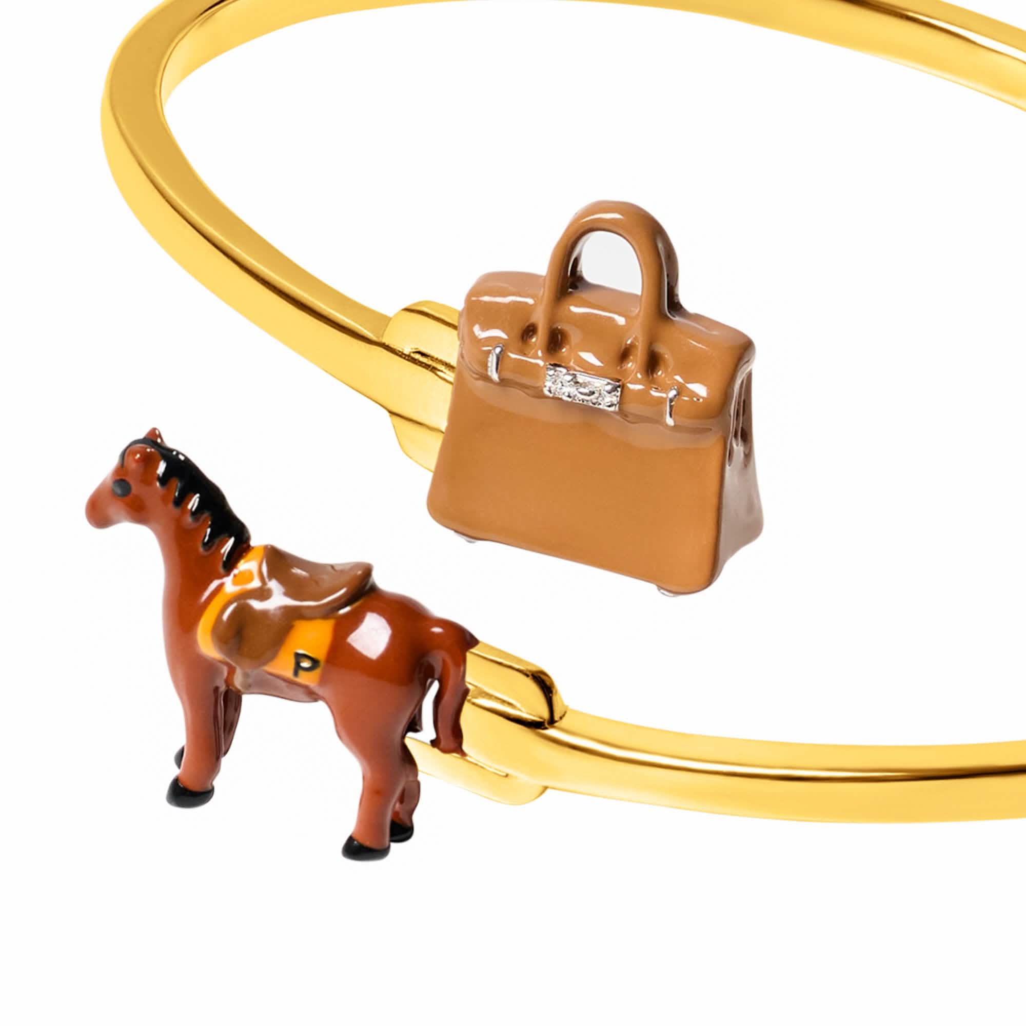 Horse & Bag Bangle (Gold) - Image 4