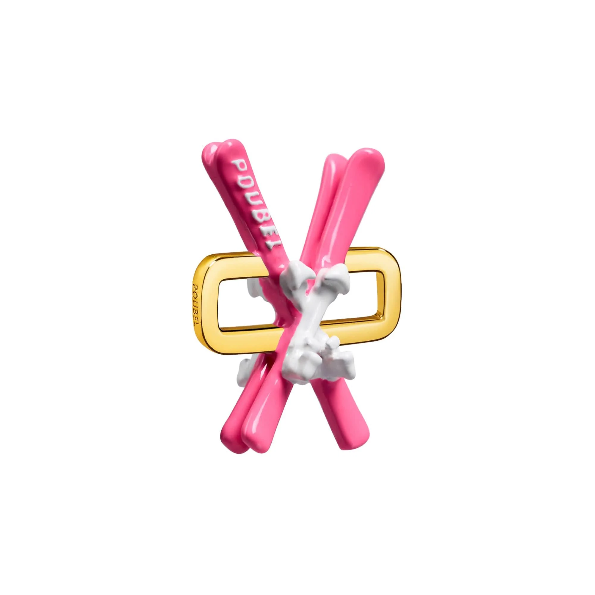 Pink Skis Charm (Gold) - Image 2