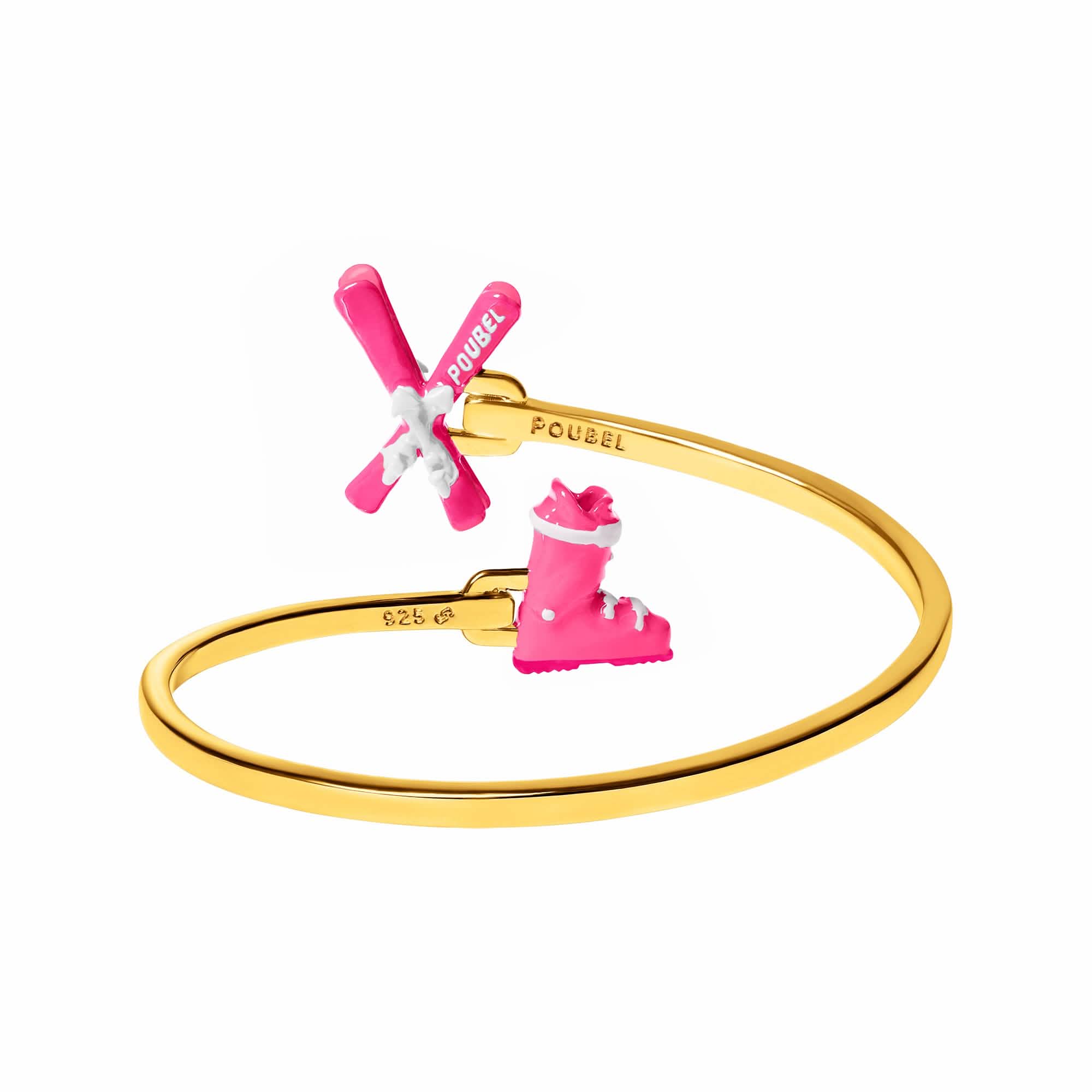 Pink Skis & Pink Ski Boot Bangle (Gold) - Image 5